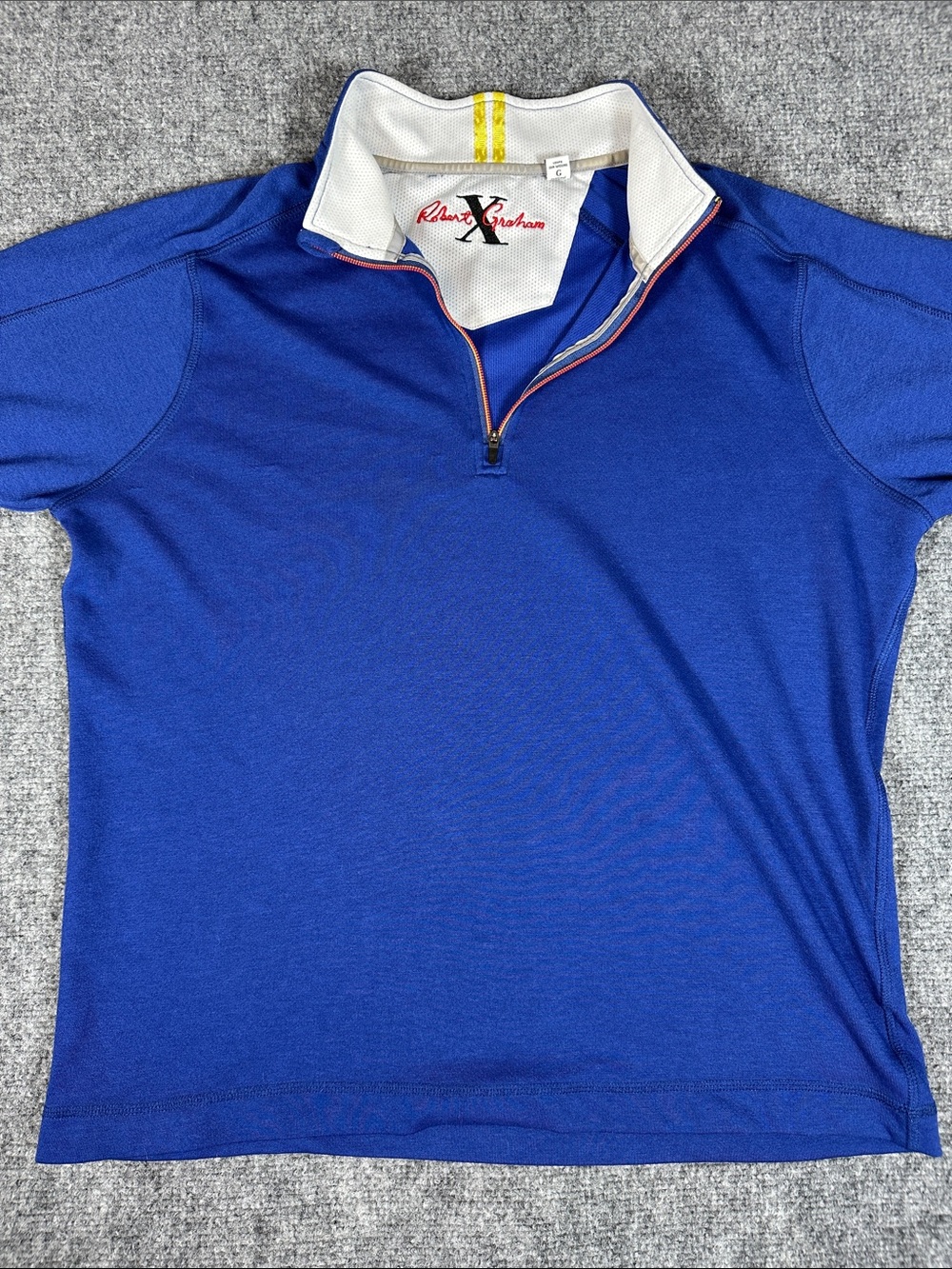 Robert Graham Men's 1/4 Zip Mock Neck Pullover Large Blue Long Sleeve Top